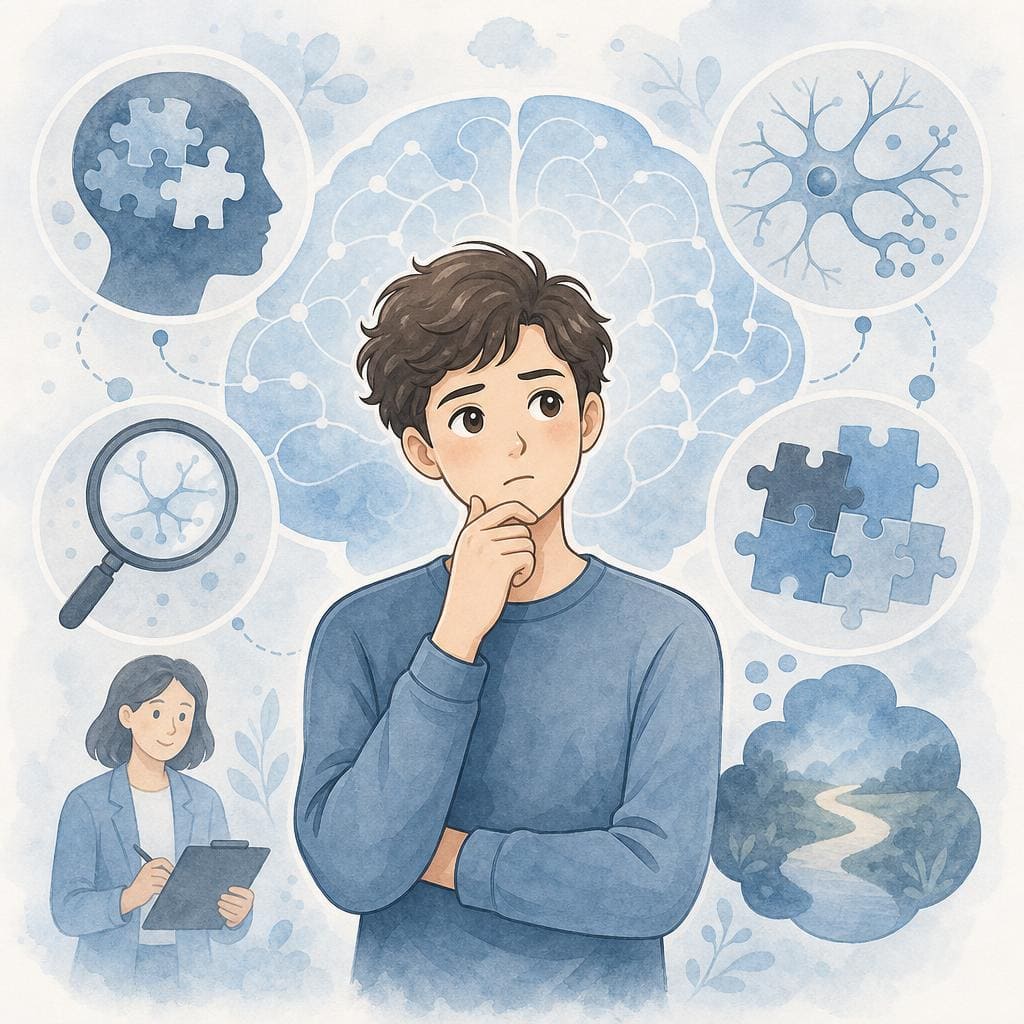Hvordan neuropsykologi kan afsløre årsagen til din angst. Person i blå. Angst, Stress.