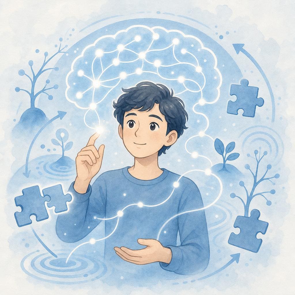 Neuroplasticitet. Person i blå. Angst, Stress.